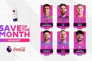 英超8月最佳扑救候选：莱诺封库尼亚单刀&特拉福德捞出范赫克射门