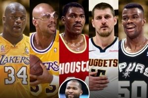 考神评TOP5中锋：奥尼尔第1 天钩第2 大梦约老师海军上将紧随其后